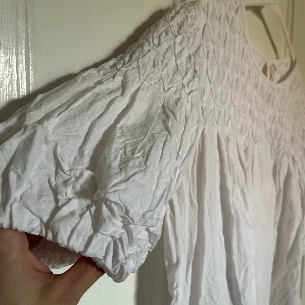 Anthropologie Textured White Blouse - Picture 3 of 9